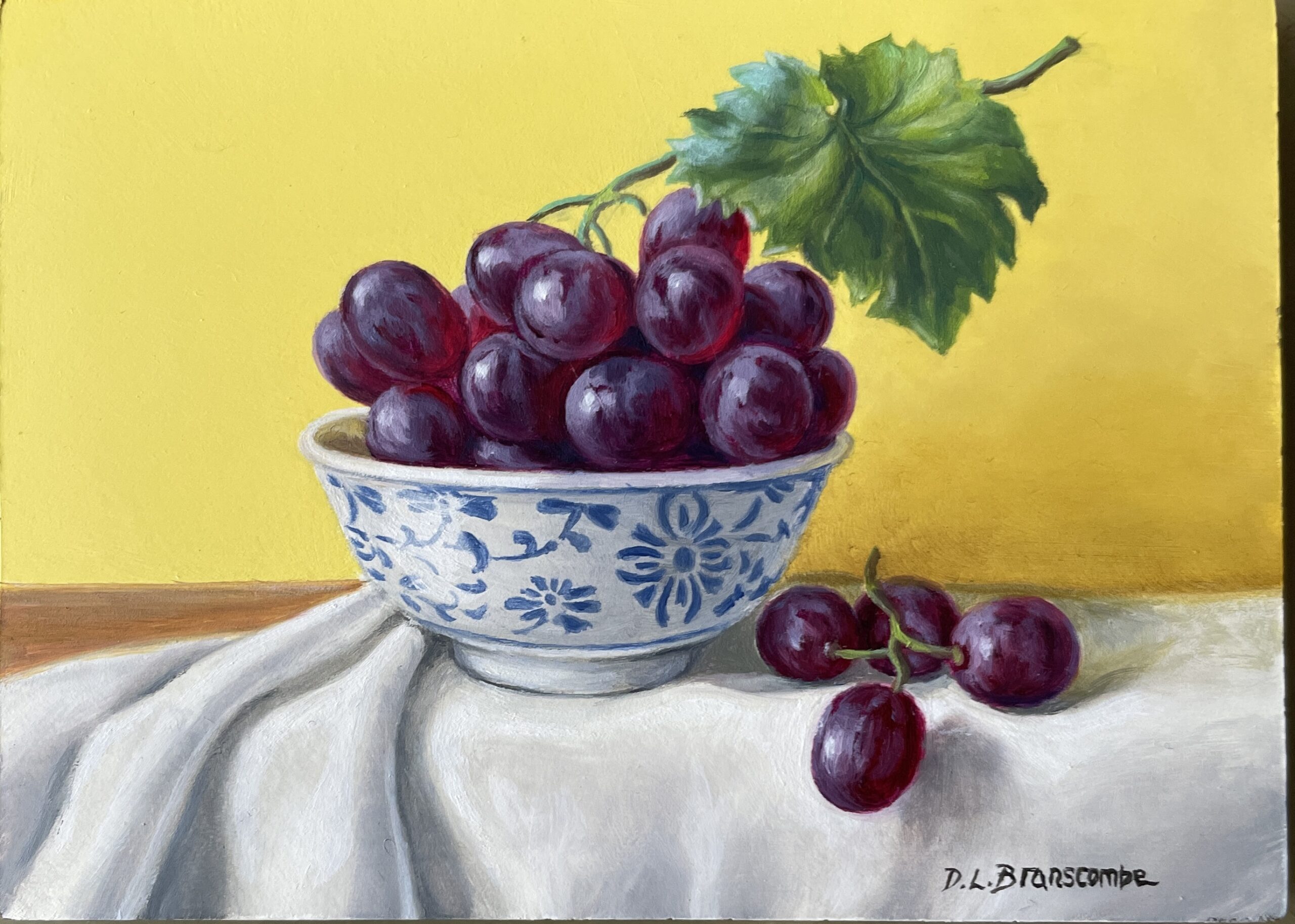 ‘Purple Grapes’ miniature 3 x 4 inches oil on board